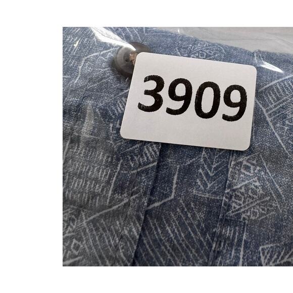 Hollister Mens Medium Blue Pattern Button Front Long Sleeve Cotton Shirt - Picture 8 of 8